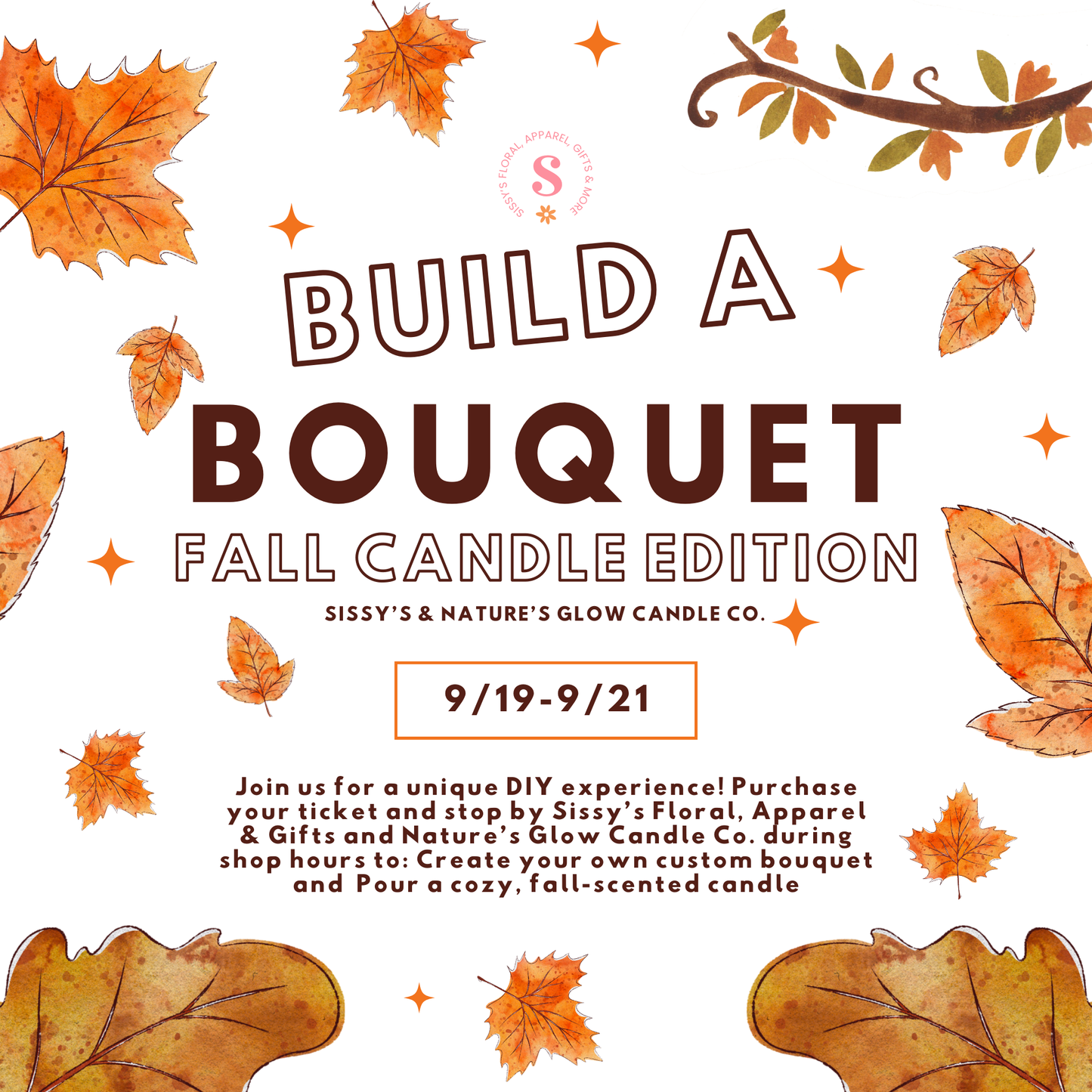 Build A Bouquet Fall Candle Edition Event 9/19-9/21