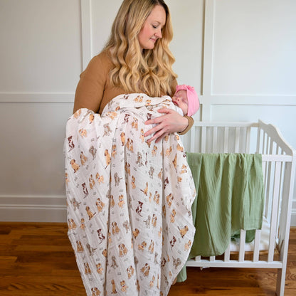 Woof Woof Baby Muslin Swaddle Blanket
