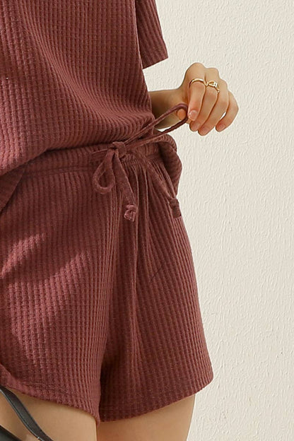 Mauve Super Comfy Waffle Knit Short Set