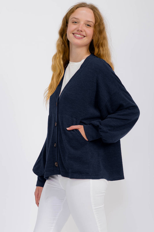Navy Button Cardigan
