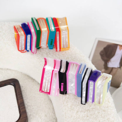 Book Style Acrylic Hair Claw Clip, Colorblock_CWAHA2069