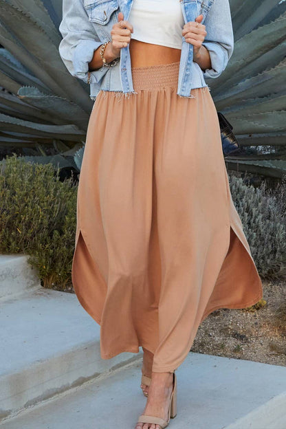 CWBLS041-P_PLUS SIZE SMOCKING WAIST MAXI SKIRT