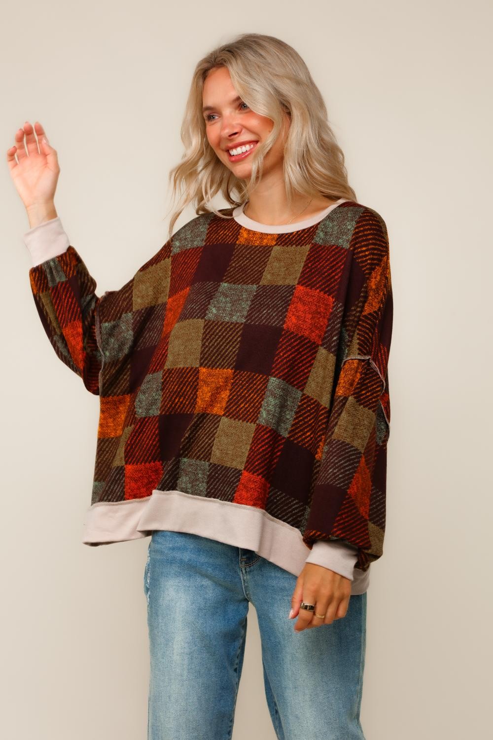 Chocolate/Forest Plaid Top