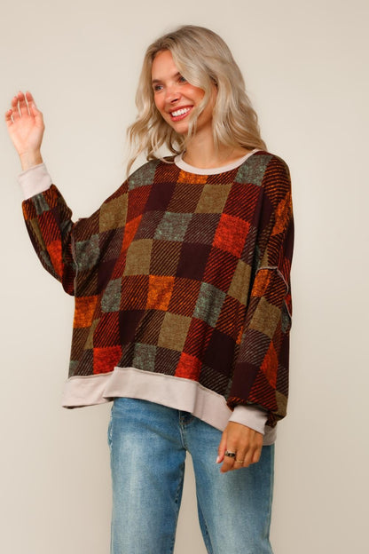 Chocolate/Forest Plaid Top