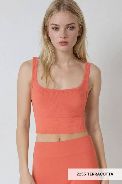 NS7801 - Chevron Ribbed Crop Top
