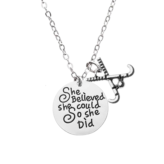Field Hockey She Believed She Could So She Did Necklace