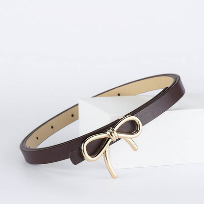 Bow PU Leather Skinny Belt | Elegant Waist Cincher_CWABE0616