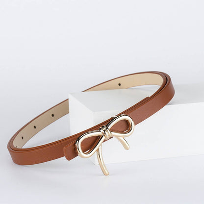 Bow PU Leather Skinny Belt | Elegant Waist Cincher_CWABE0616