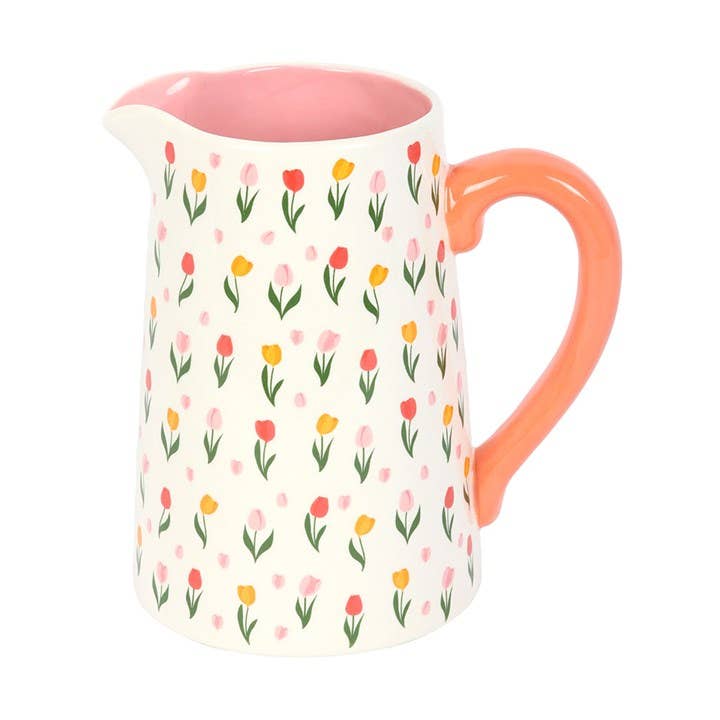 Tulip Print Spring and Mother's Day Ceramic Flower Jug