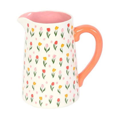 Tulip Print Spring and Mother's Day Ceramic Flower Jug