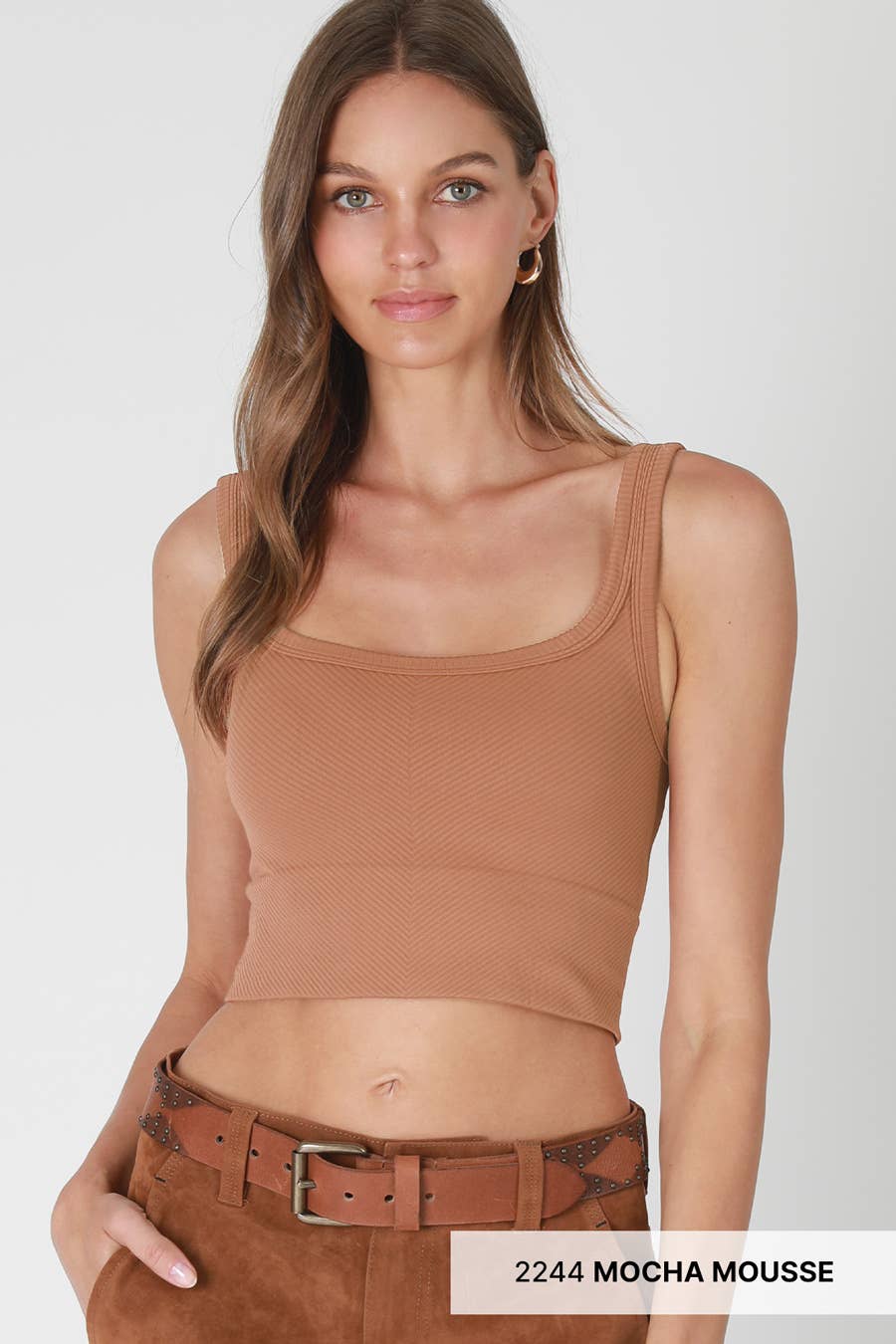 NS7801 - Chevron Ribbed Crop Top