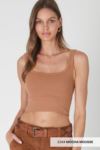 NS7801 - Chevron Ribbed Crop Top