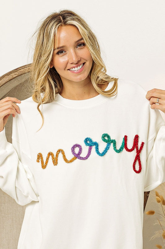 Cream Merry Tinsel Pullover