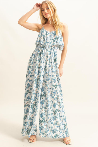 Blue Dainty Floral Jumpsuit