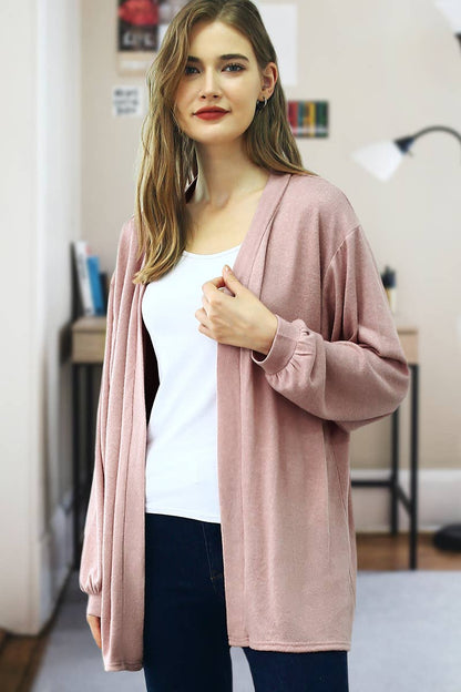 Long Sleeve Casual Open Front Long Cardigan