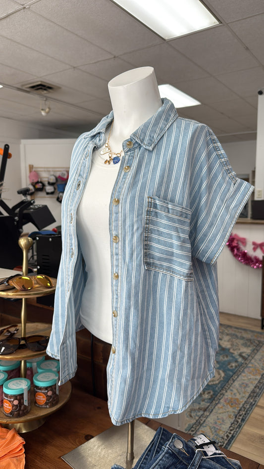 Stripe Chambray Button Down Shirt