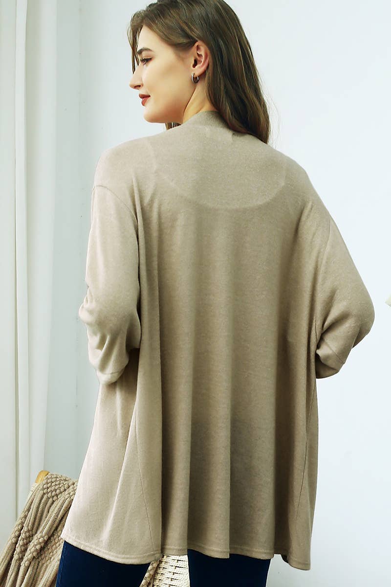 Long Sleeve Casual Open Front Long Cardigan