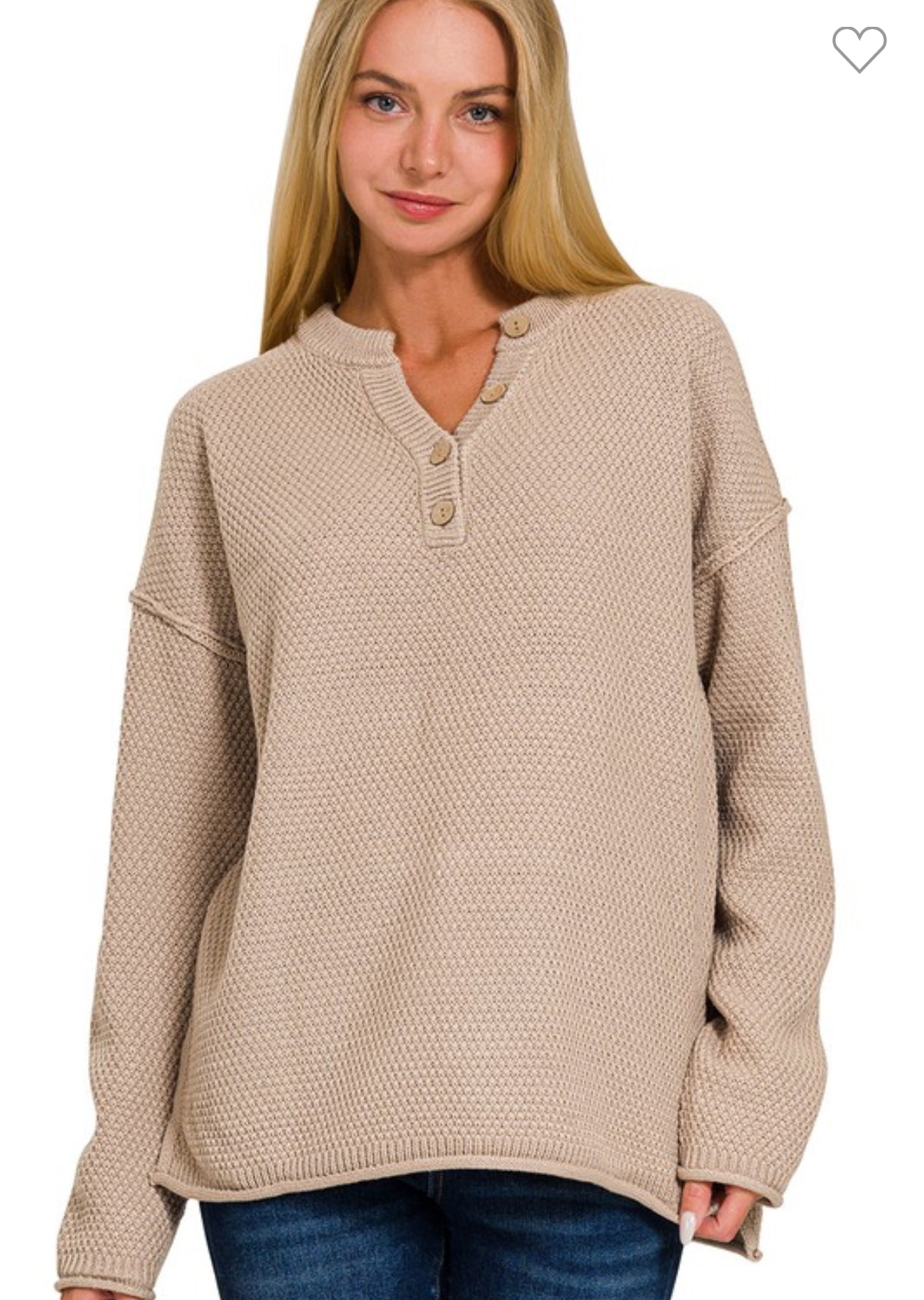 Taupe Button Sweater