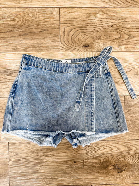 Overlap Denim Skort
