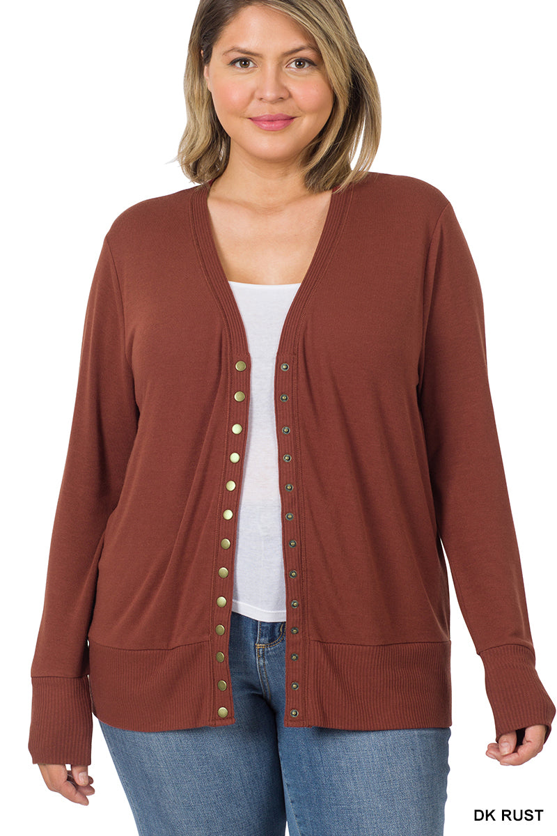 Dark Rust Snap Cardigan