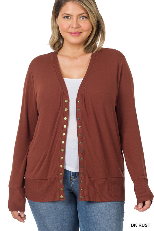 Dark Rust Snap Cardigan