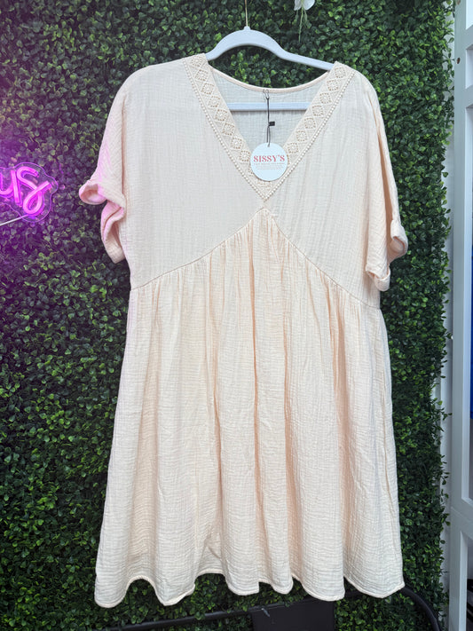 Light Peach Short Midi Dress