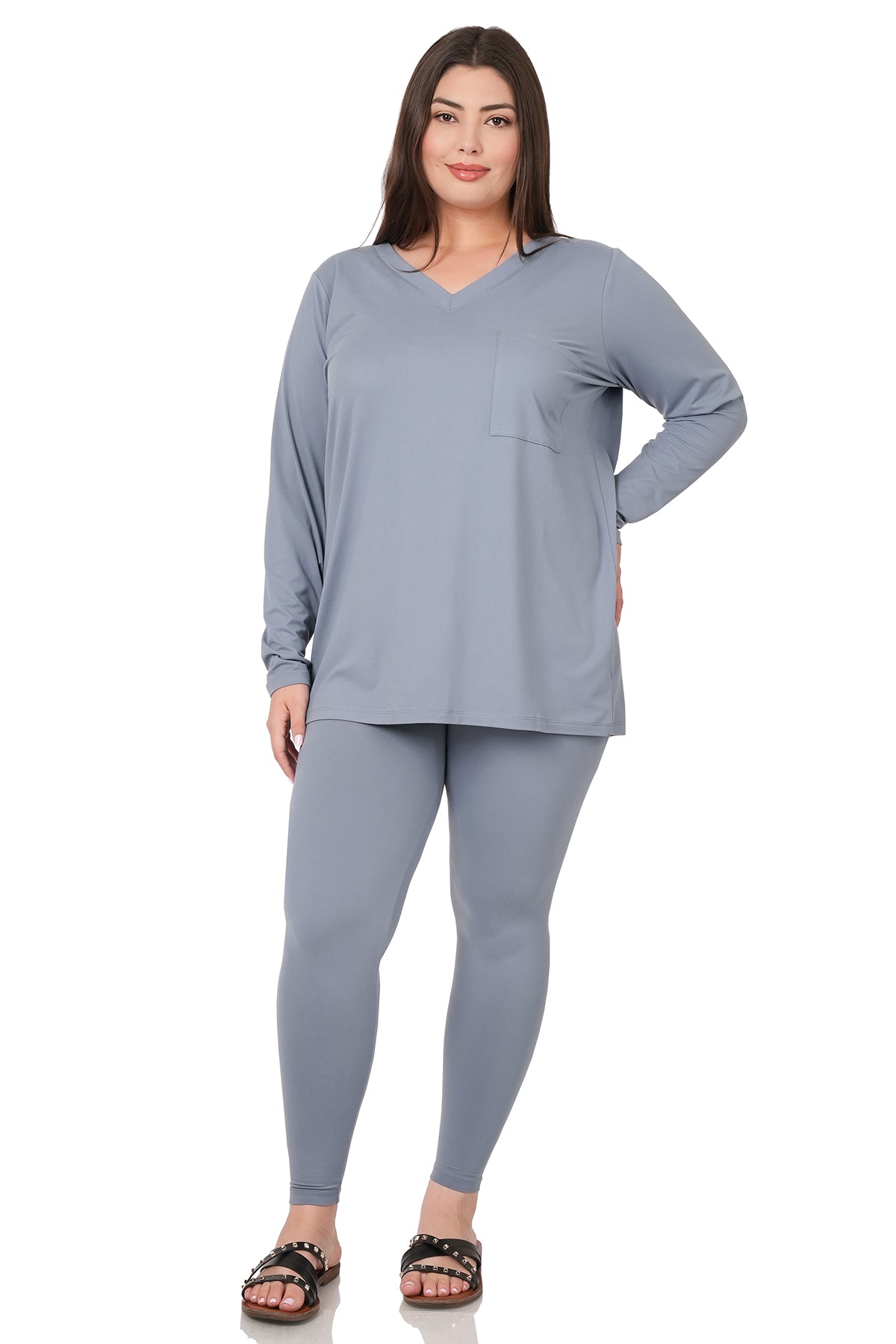 Cement Pocket Long Sleeve Top