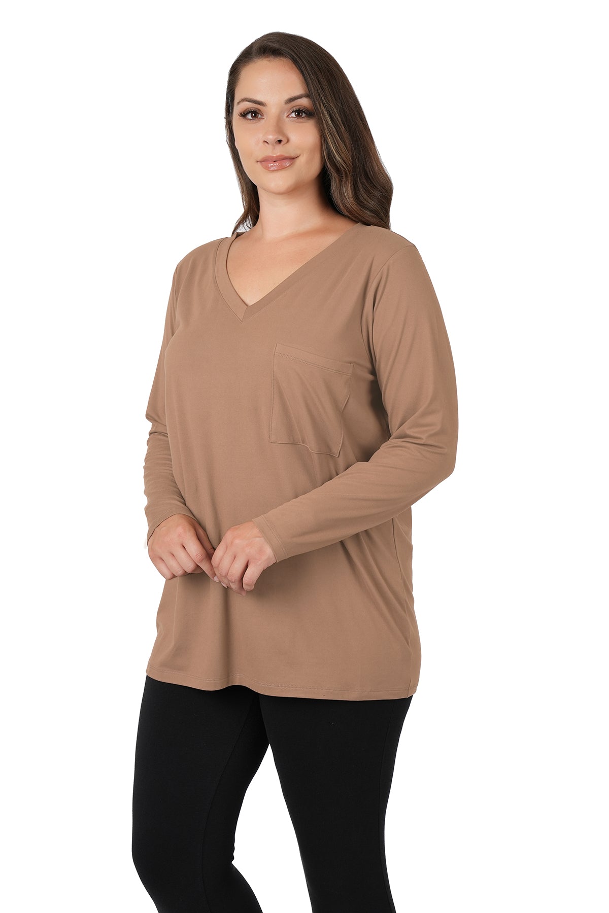 Mocha Pocket Long Sleeve Top