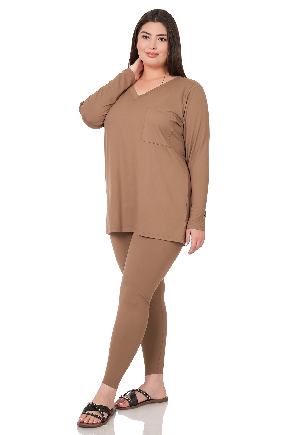 Mocha Pocket Long Sleeve Top
