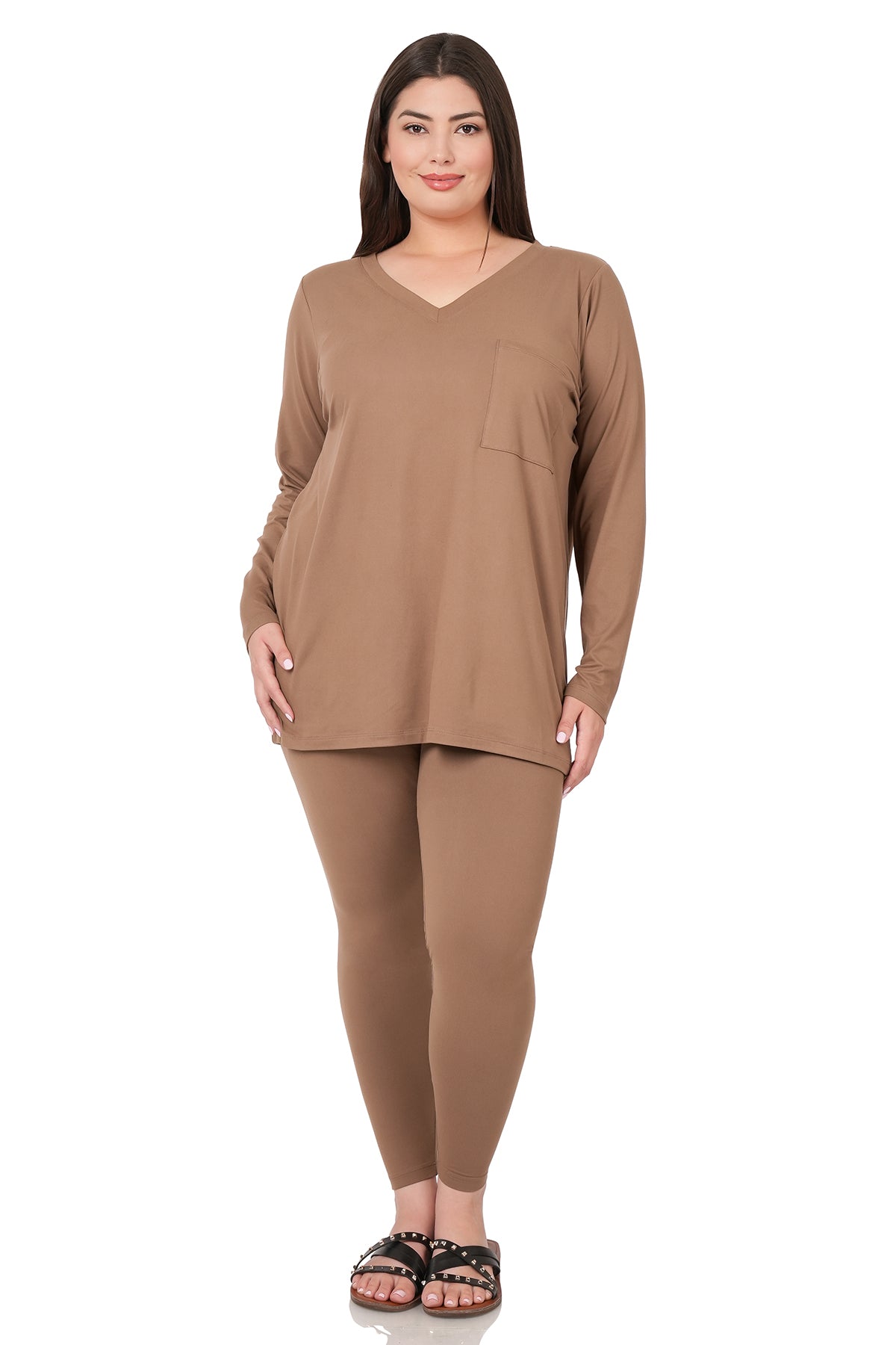 Mocha Pocket Long Sleeve Top
