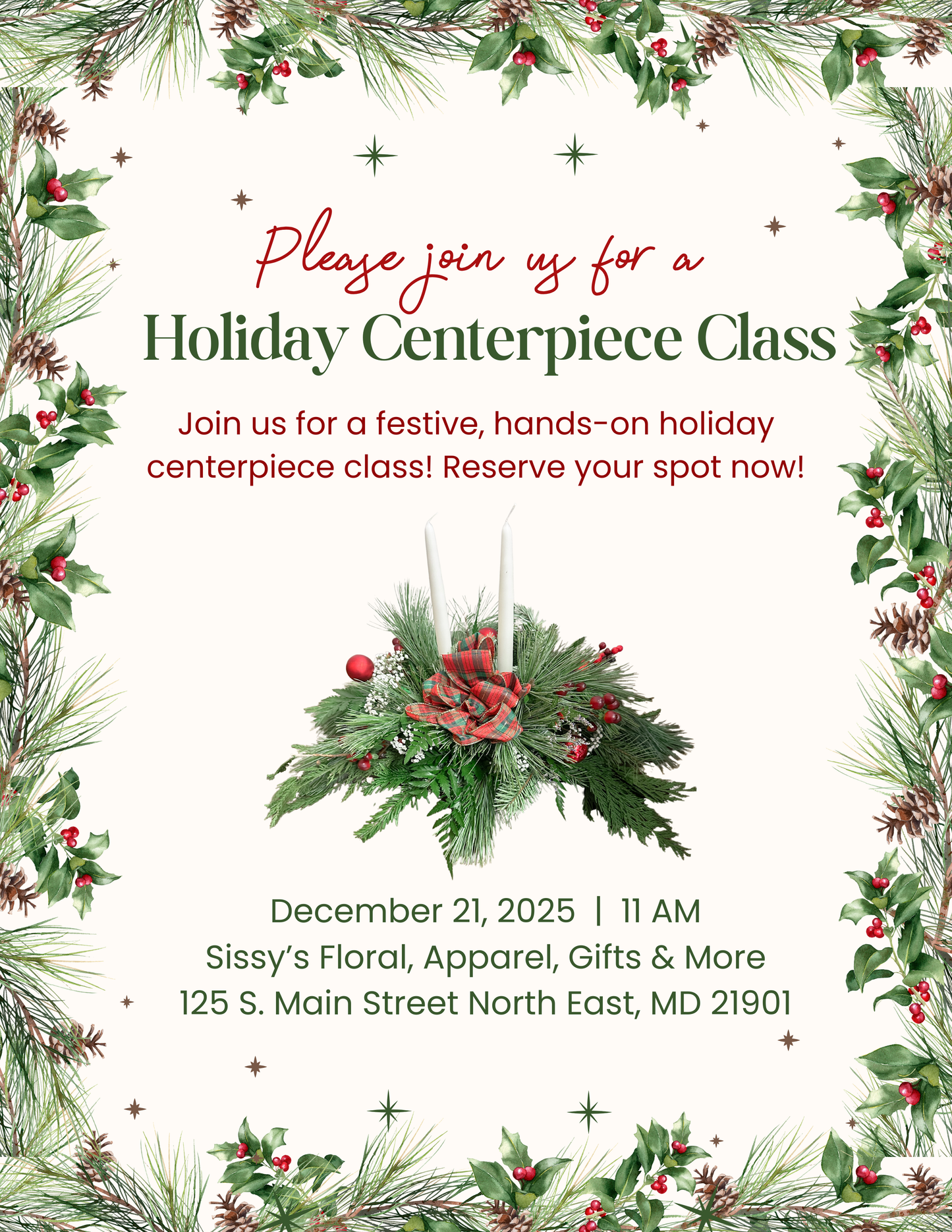 Holiday Centerpiece Class