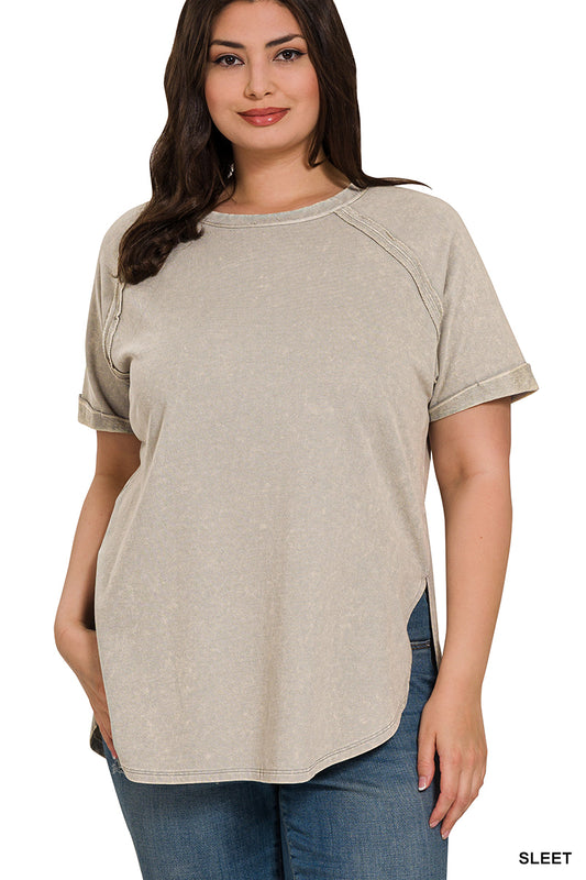 Sleet Acid Wash Short Sleeve Top