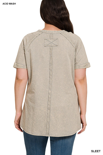 Sleet Acid Wash Short Sleeve Top