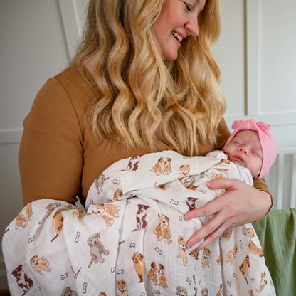 Woof Woof Baby Muslin Swaddle Blanket