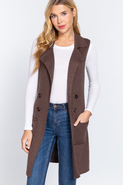 Bown Long Collared Sweater Vest