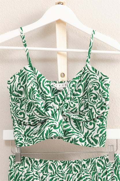 Green/White Printed 2-Piece Set