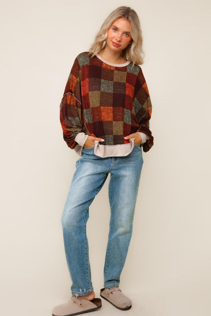 Chocolate/Forest Plaid Top