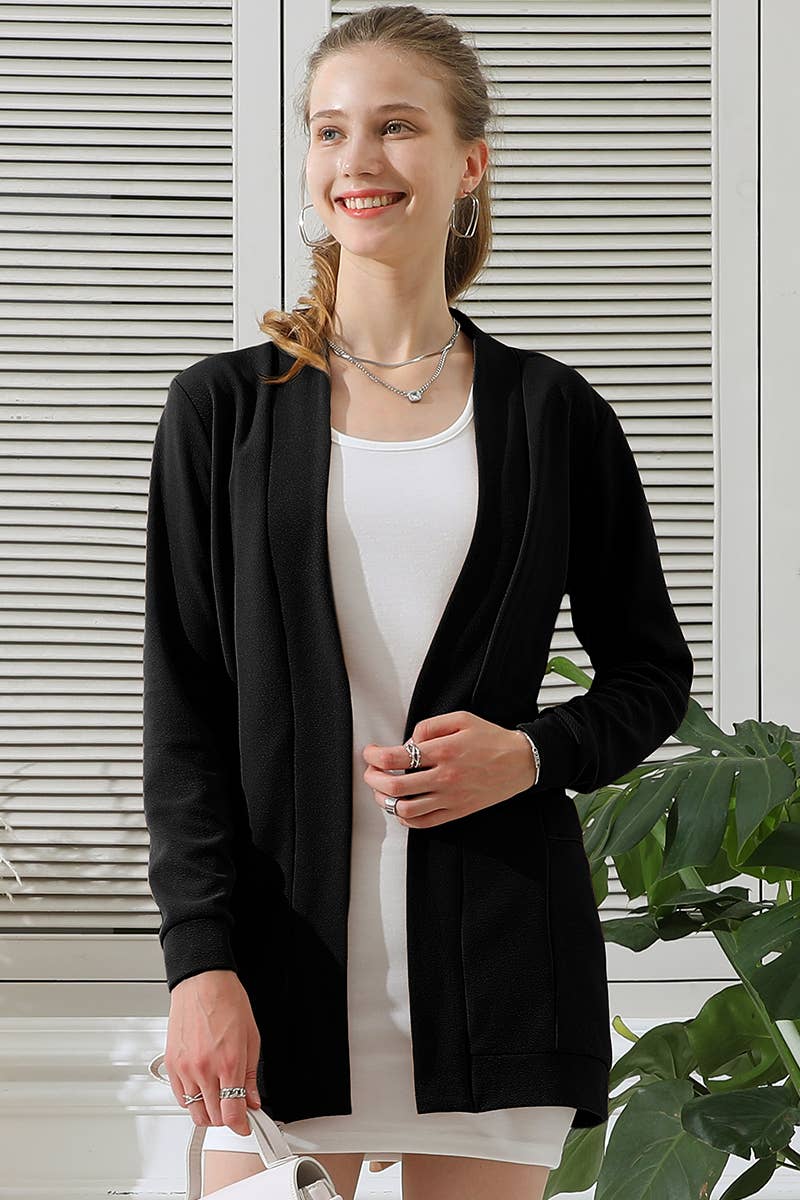 LONG SLEEVE SHORT ROVE CARDIGAN WITH POCKETS