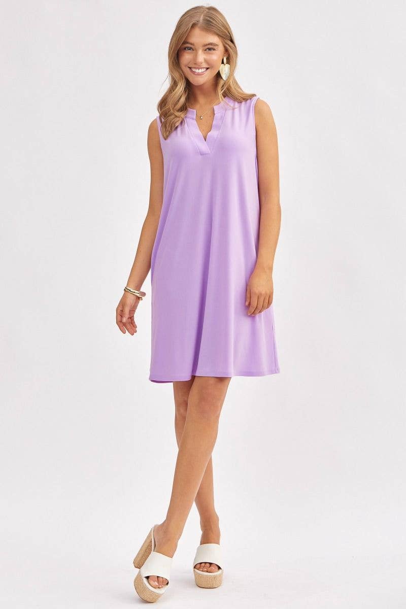 Lavender Elegant Solid Colored Dress