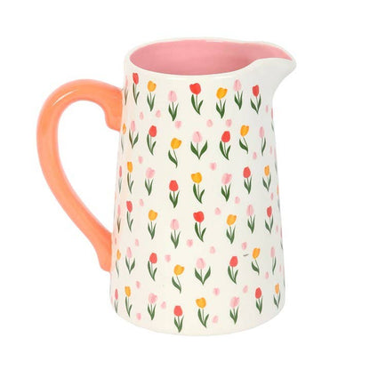 Tulip Print Spring and Mother's Day Ceramic Flower Jug