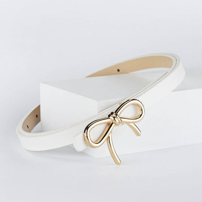 Bow PU Leather Skinny Belt | Elegant Waist Cincher_CWABE0616