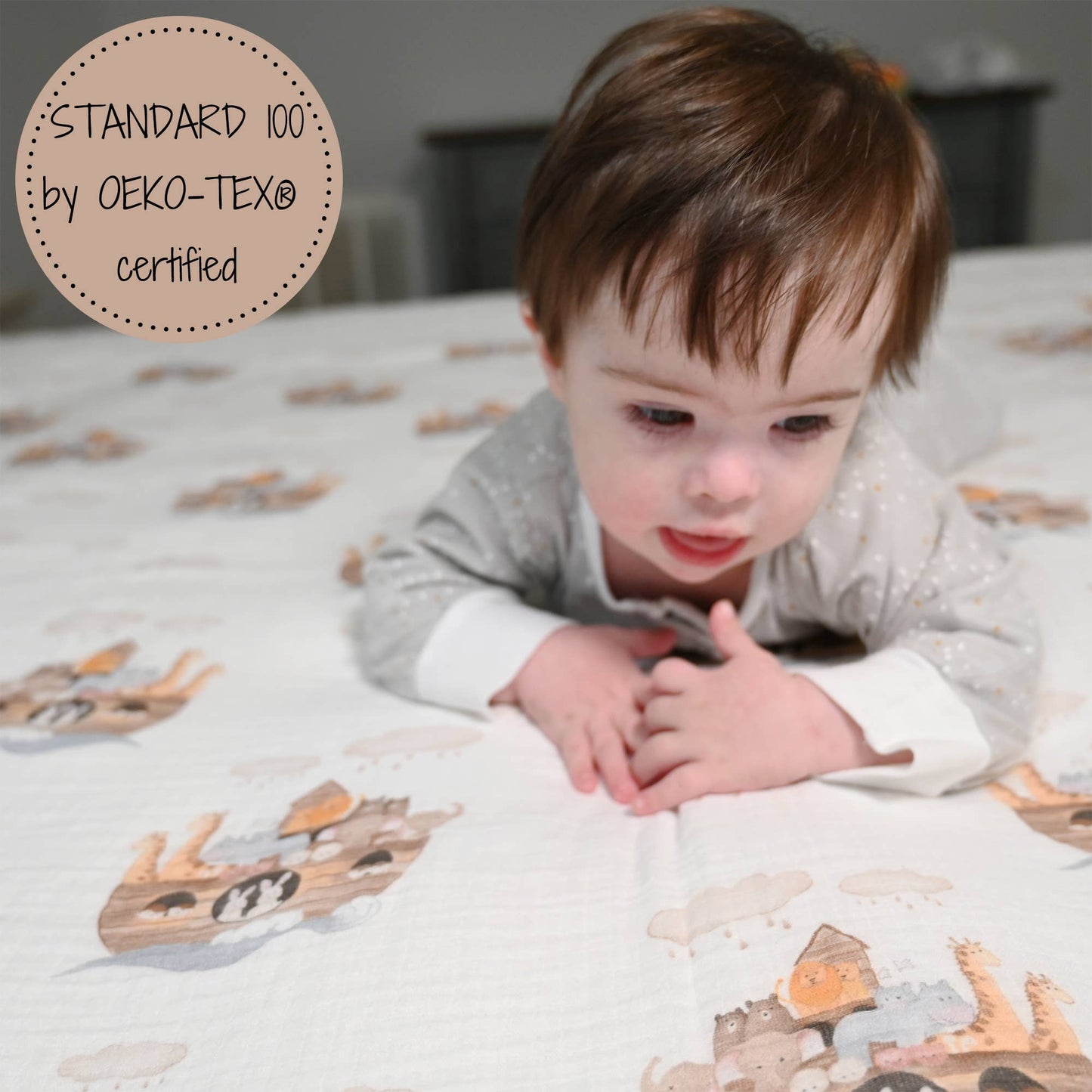 Noah's Ark Baby Muslin Swaddle Blanket
