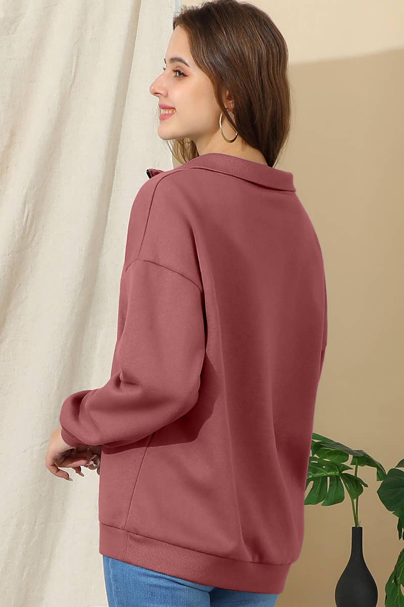 Zip Neck Lightweight Pullover Sweatshirt