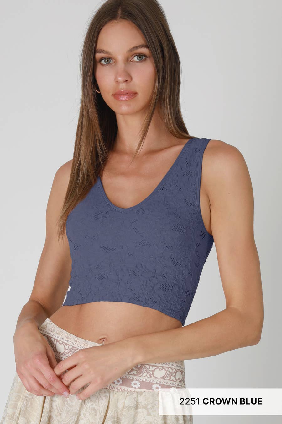 NS8309 -  Lace V Neck Tank Top