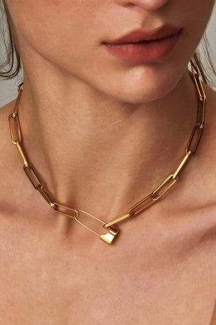 18K gold plated stainless steel link chain necklace