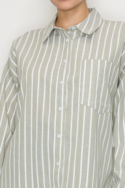 Stripe Collared Button-down Top