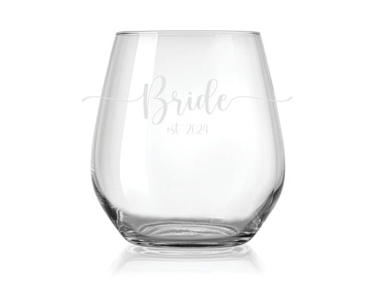 "Bride" Stemless Wine Glass