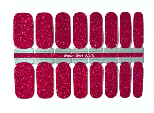 Magenta Sparkle Glitter Nail Wrap Designs